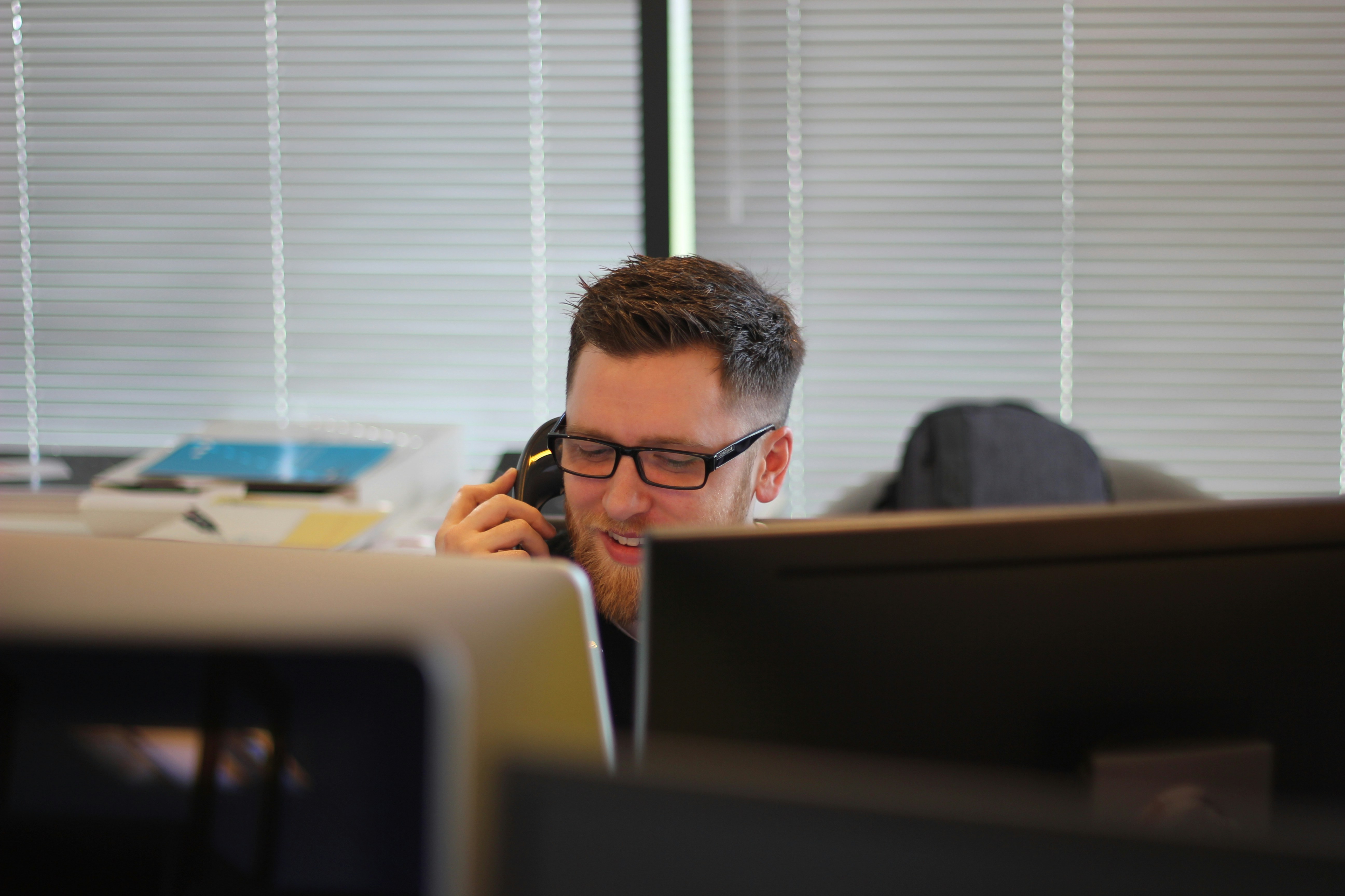 Sales rep on phone